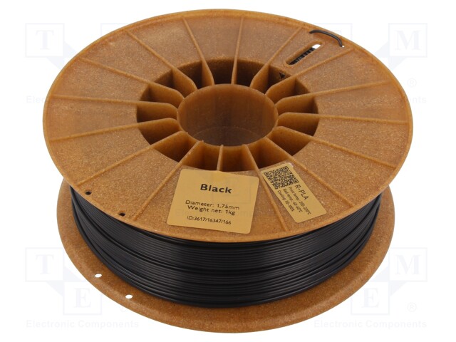 Filament: R-PLA; 1.75mm; black; 200÷230°C; 1kg; Table temp: 40÷60°C