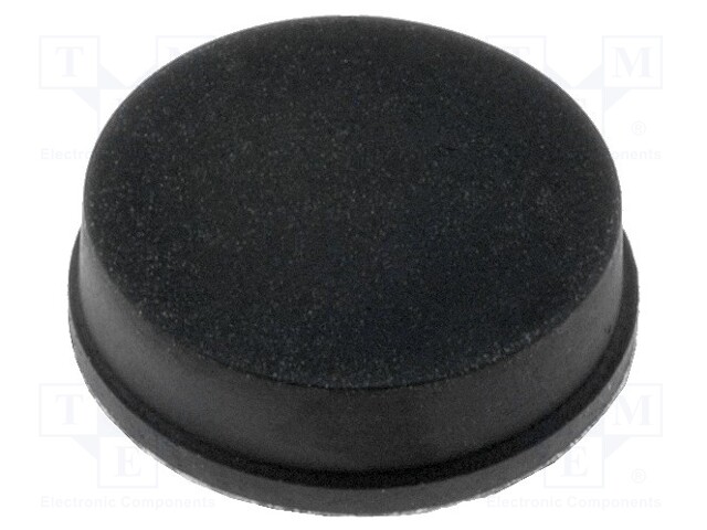 Self-adhesive foot; black; rubber; A: 11.3mm; B: 10.7mm; E: 3.2mm