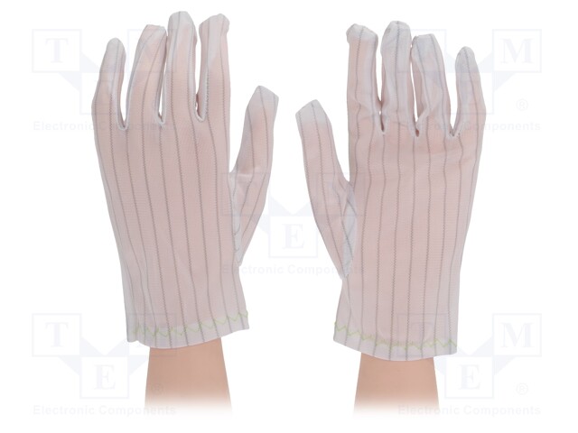 Protective gloves; ESD; M; 10set; polyester,conductive fibers