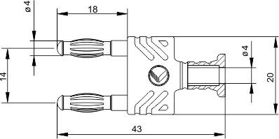 Adapter; banana 4mm socket,banana 4mm plug x2; 32A; 30VAC; 60VDC