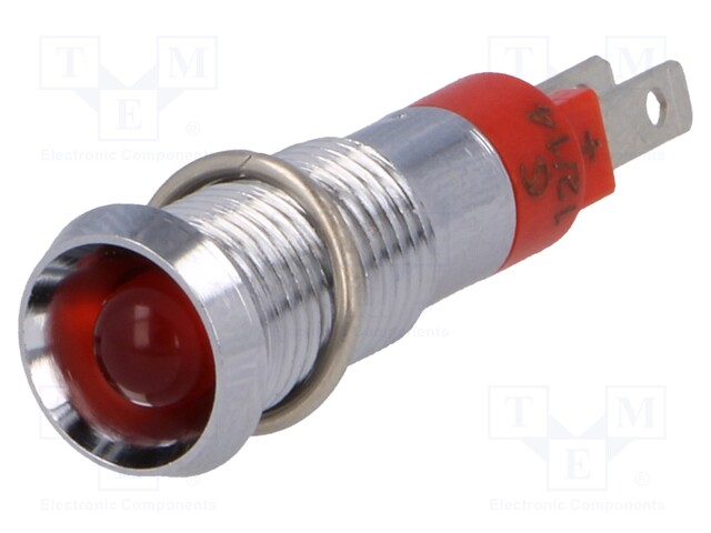 Indicator: LED; recessed; 12÷14VDC; Cutout: Ø8.2mm; IP67; metal