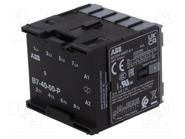 Contactor: 4-pole; NO x4; 220÷240VAC; soldered; screw terminals