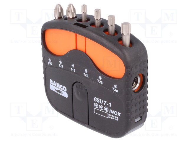 Screwdriver bits; Pcs: 7; Package: plastic box; 25mm