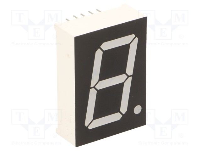 Display: LED; 7-segment; 25.4mm; 1"; No.char: 1; red; 124mcd; cathode