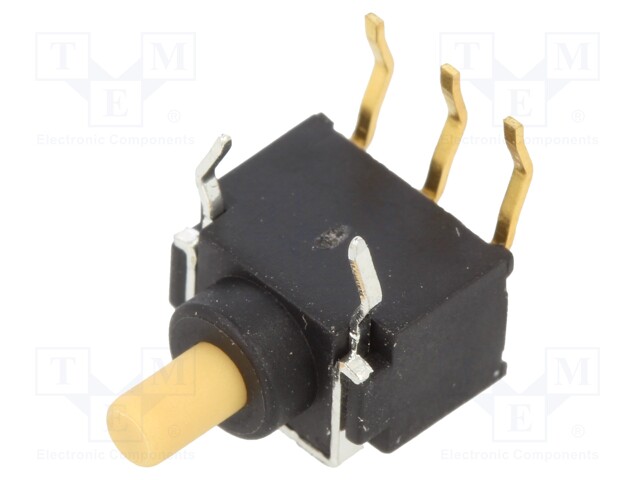 Switch: push-button; Pos: 2; SPDT; 0.4A/28VDC; (ON)-ON; Body: black