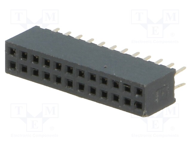 Socket; pin strips; female; PIN: 24; straight; 1.27mm; THT; 2x12