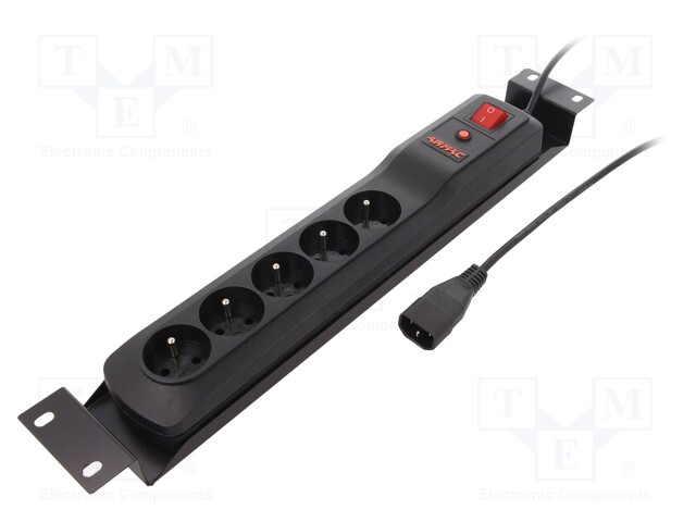 Plug socket strip: protective; Sockets: 5; 250VAC; 10A