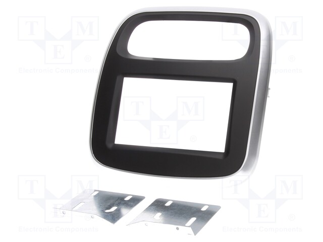 Radio mounting frame; Opel,Renault; 2 DIN; black and silver