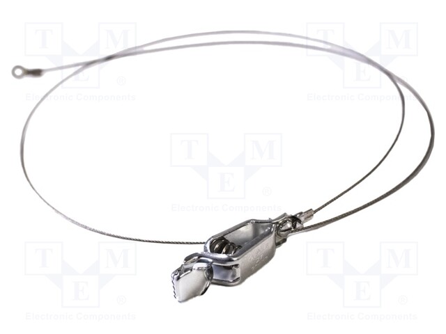 Ground/earth cable; ring terminal,aligator clip; Len: 1m; steel
