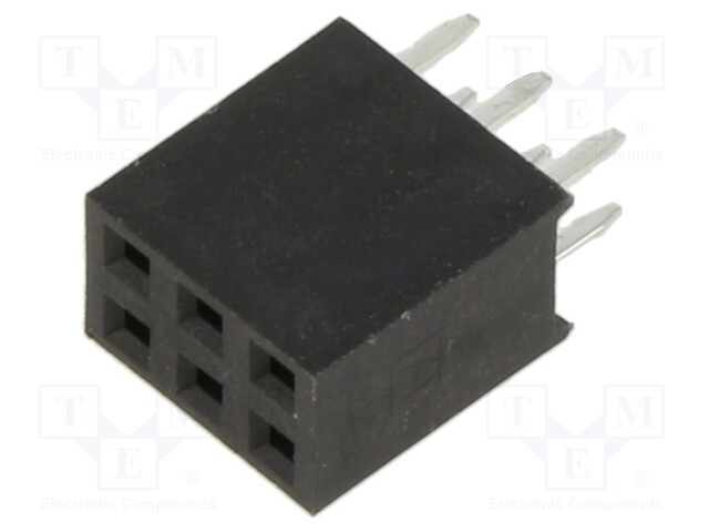 Socket; pin strips; female; 2.54mm; PIN: 6; THT; on PCBs; tinned