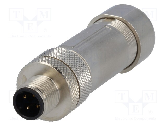 Plug; M12; PIN: 4; male; D code-Ethernet; for cable; spring clamp