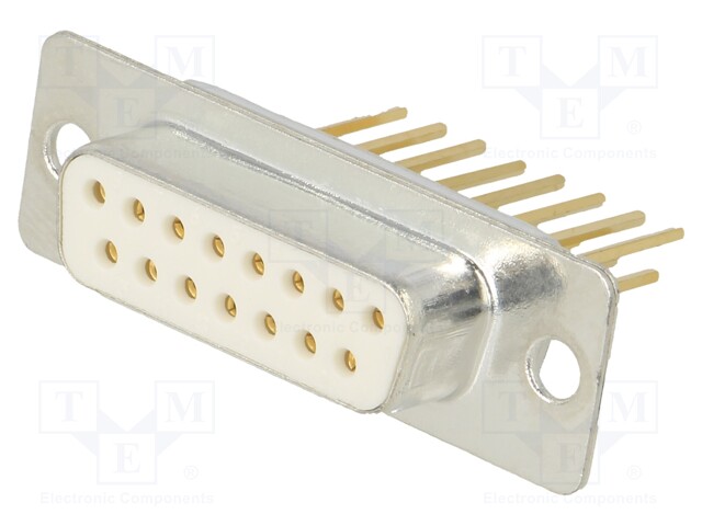 D-Sub; PIN: 15; socket; female; on PCBs; angled; THT