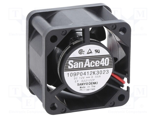 AXIAL FAN, 40MM, 12VDC, 550mA
