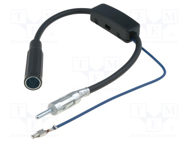 Antenna amplifier; DIN socket,DIN plug; 0.3m; 12VDC; AM,FM