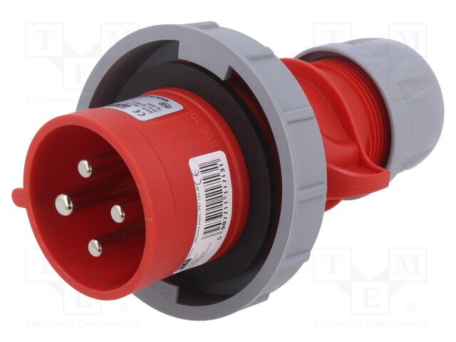 Connector: AC supply 3-phase; plug; male; 32A; 400VAC; IEC 60309