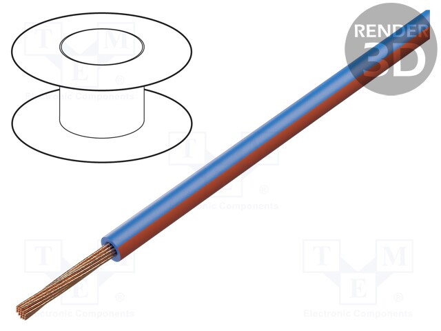 Wire; FLRY-A; 1x0.35mm2; stranded; Cu; PVC; blue-red; 60V; Class: 5