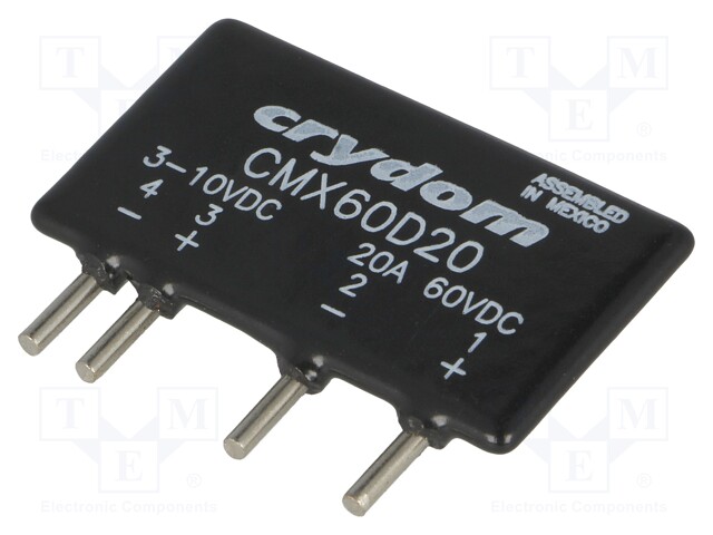 Relay: solid state; Ucntrl: 3÷10VDC; 20A; 0÷60VDC; THT; SIP
