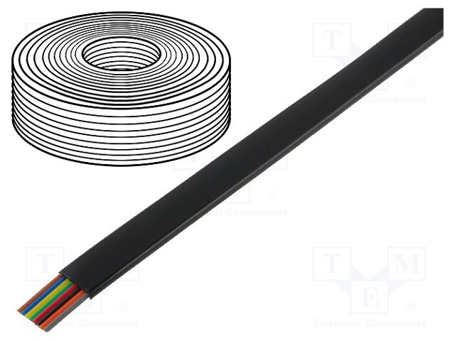 Wire: telecommunication cable; stranded; 8x28AWG; black; 500m
