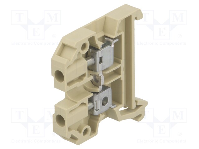 Splice terminal: rail; 4mm2; ways: 1; terminals: 2; beige; polyamide