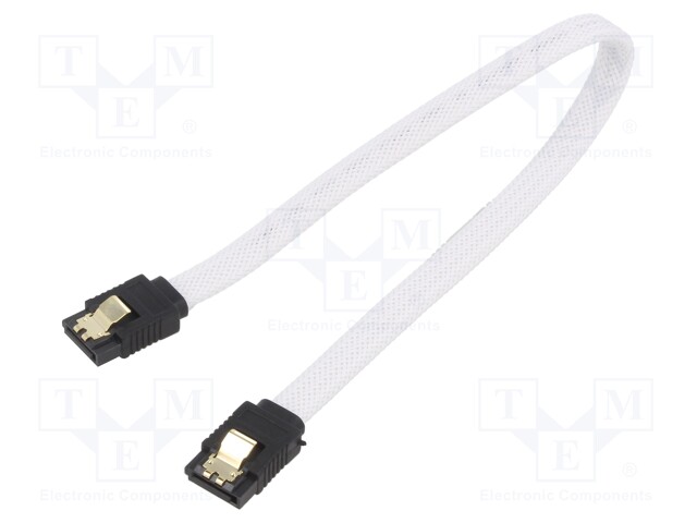 Cable: SATA; SATA plug,both sides; 0.5m; SATA III; white; 6Gbps