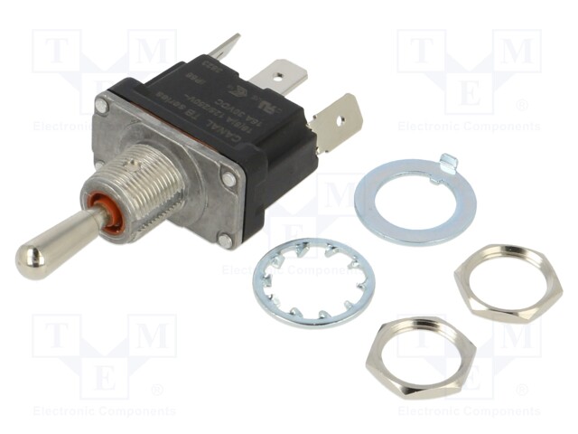 Switch: toggle; Pos: 3; SP3T; ON-OFF-ON; 16A/250VAC; Toggle: round