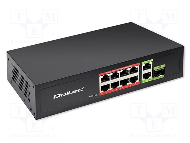 Switch Ethernet; IEC C13,RJ45 socket x10,SFP x1; PnP,PoE (PoE)