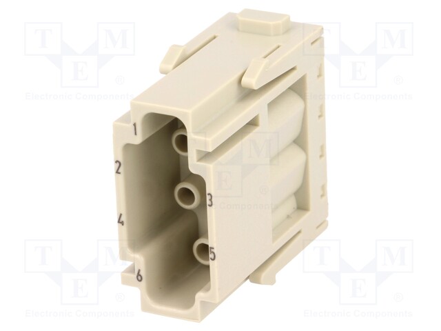 Connector: HAN; module; male; Han Modular E; PIN: 6; w/o contacts