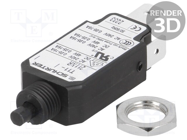 Circuit breaker; Urated: 240VAC; 48VDC; 0.5A; SPST; Poles: 1; screw