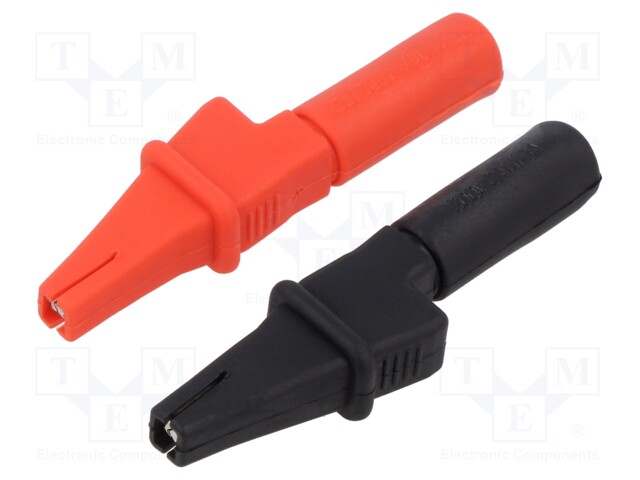 Crocodile clip; 5A; black,red; Grip capac: max.9mm; 2pcs.