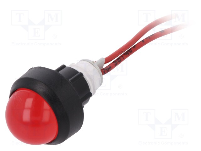 Indicator: LED; prominent; 230VAC; Cutout: Ø13mm; 300mm leads