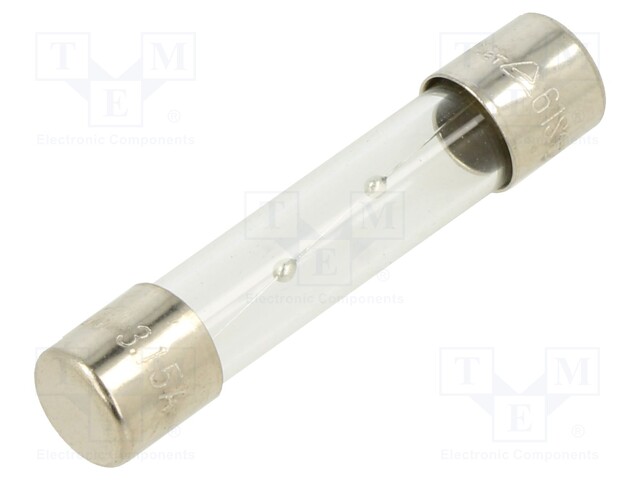Fuse: fuse; 3.15A; 250VAC; glass; 6.35x31.8mm; brass; nickel plated
