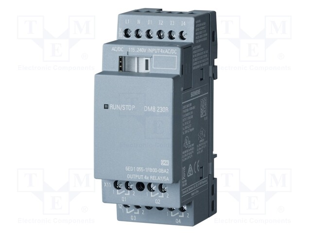 Module: extension; IN: 4; OUT: 4; OUT 1: relay; OUT 1: 5A; LOGO!8