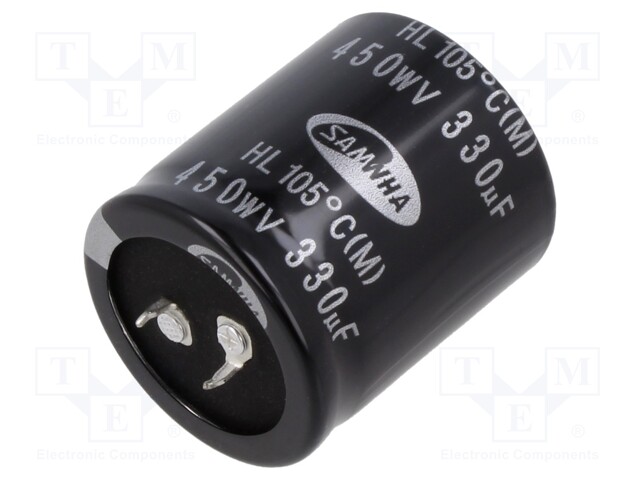 Capacitor: electrolytic; SNAP-IN; 330uF; 450VDC; Ø35x40mm; ±20%