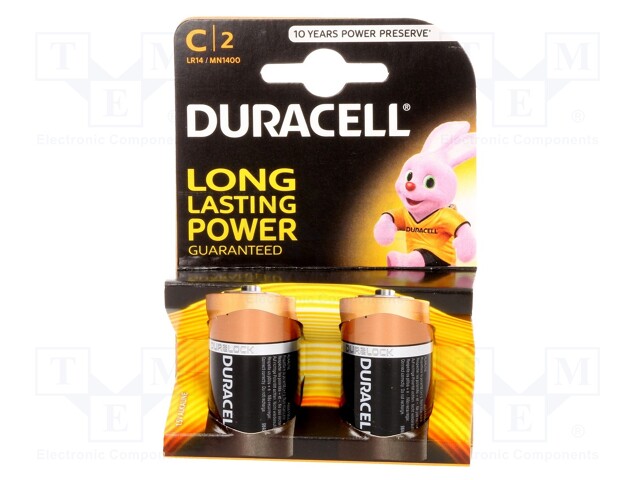 Battery: alkaline; 1.5V; C; Basic; Batt.no: 2; non-rechargeable