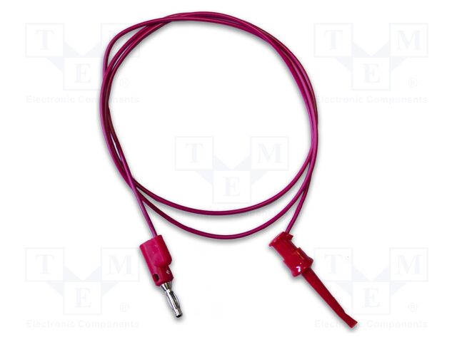 Test lead; 5A; clip-on hook probe,banana plug 4mm; Len: 1.2m; red