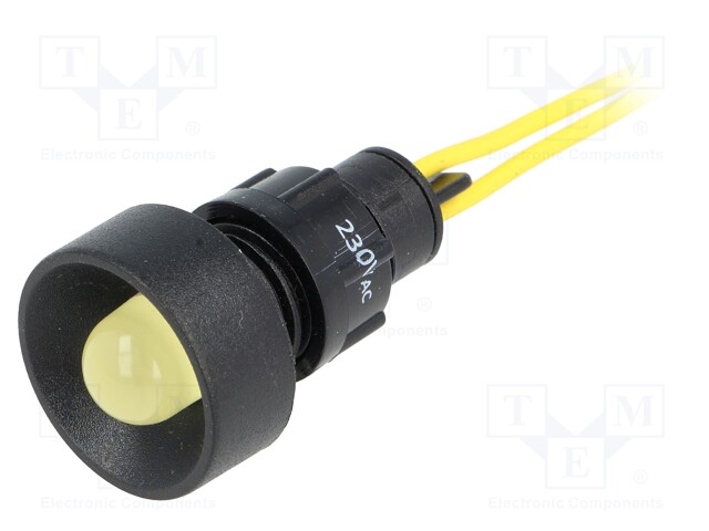 Indicator: LED; recessed; 230VAC; Cutout: Ø13mm; IP40; 300mm leads