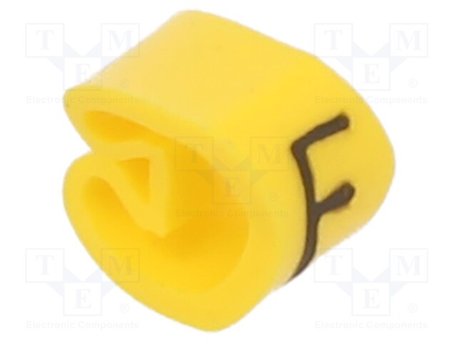Markers; Marking: F; 2.5÷5mm; PVC; yellow; -30÷60°C; leaded; PA-1