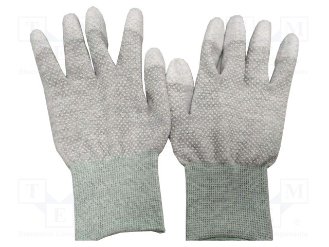 Protective gloves; ESD; M; IEC 61340-5-1; copper,nylon; grey