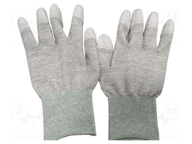 Protective gloves; ESD; XS; IEC 61340-5-1; copper,nylon; grey