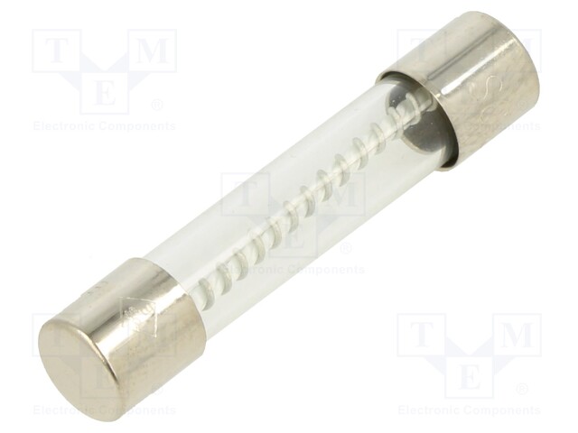 Fuse: fuse; 6.3A; 250VAC; glass; 6.35x31.8mm; brass; nickel plated