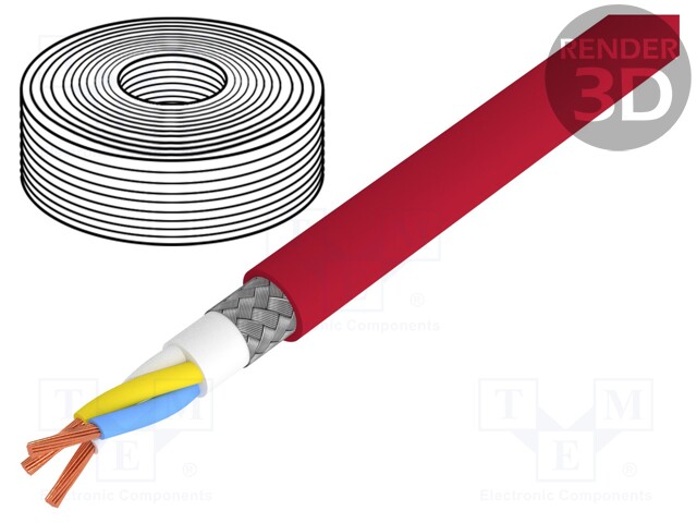 Wire; CC-Link; 3x20AWG; stranded; Cu; tinned copper braid; PUR; red