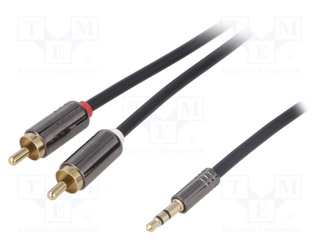 Aux adapter; RCA; gold-plated; RCA plug x2,Jack 3.5mm 3pin plug