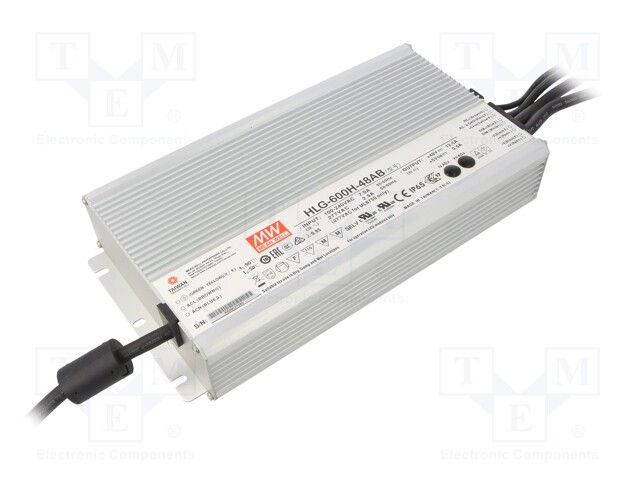 Power supply: switched-mode; LED; 600W; 48VDC; 40.8÷50.4VDC; IP65