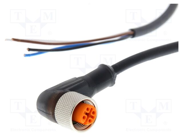 Connection lead; M12; PIN: 4; angled; 10m; PUR; female