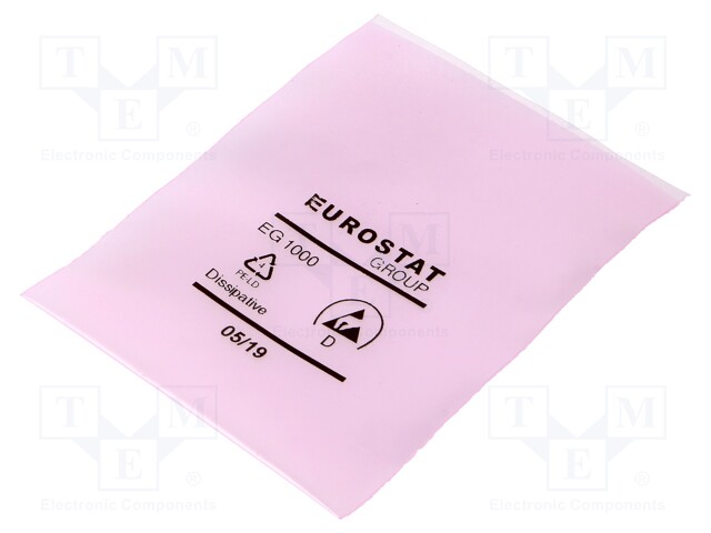 Protection bag; ESD; L: 102mm; W: 76mm; D: 90um; Features: open; pink