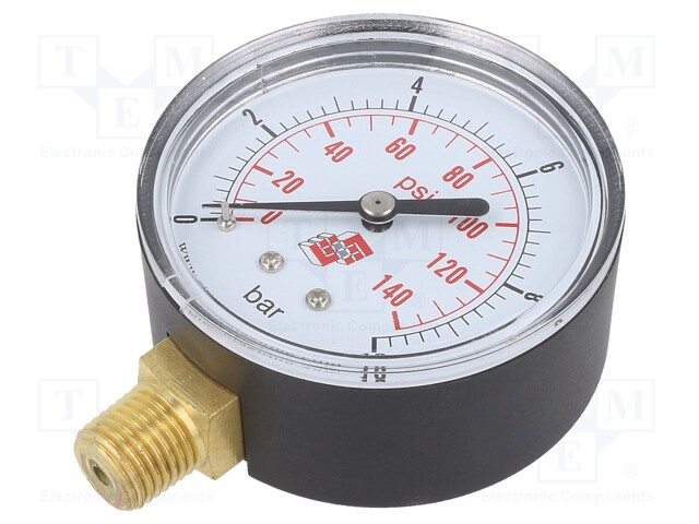 Manometer; 0÷10bar; non-aggressive liquids,inert gases; 63mm