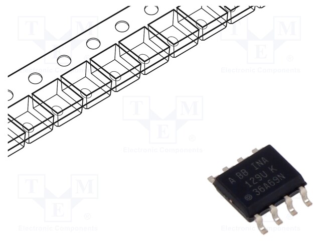 Instrument Amplifier, 1 Amplifier, 125 µV, 4 V/µs, 1.3 MHz, ± 2.25V to ± 18V, SOIC
