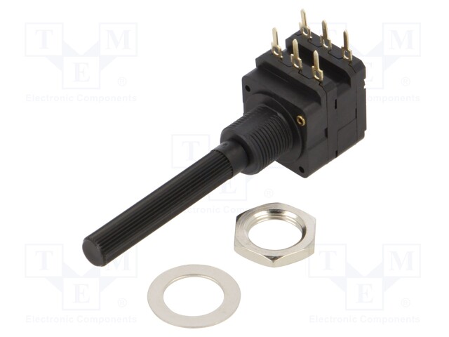 Potentiometer: shaft; 200Ω; 200mW; THT; 6mm; plastic; stereo; carbon