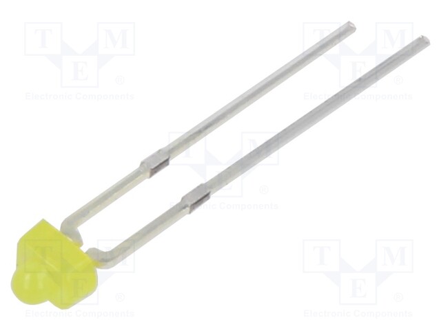 LED; yellow; 500÷750mcd; 30°; Front: convex; 1.9÷2.4V; 2.54mm; THT