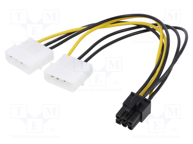 Cable: Molex; PC plug Molex x2,PCI-E 6pin; 0.15m